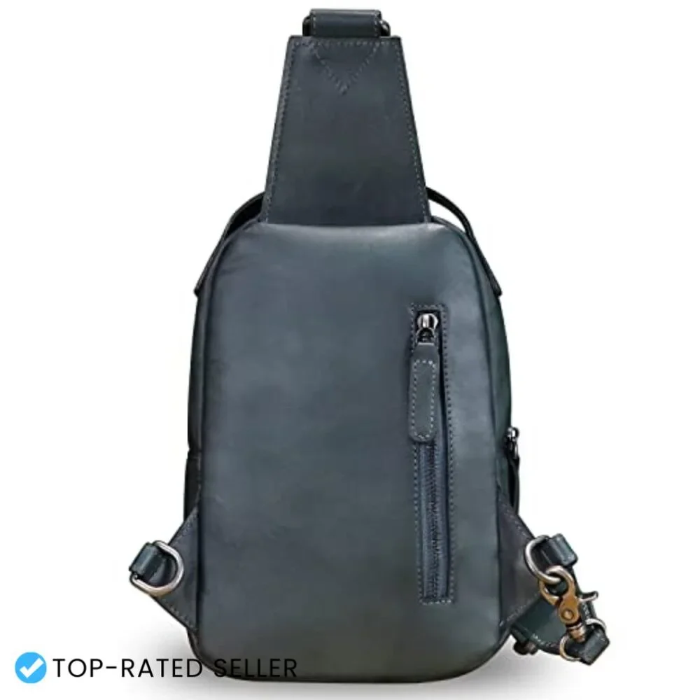 Genuine Leather Sling Bag Crossbody Purse Retro Handmade Hiking Daypack